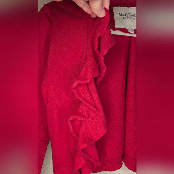 Abercrombie & Fitch Vibrant Red Ruffled Sweater - Picture 4 of 6